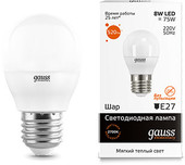 Светодиодная лампа Gauss Elementary E27 8Вт 2700K [53218] - фото