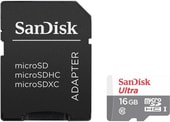 Карта памяти SanDisk Ultra SDSQUNS-016G-GN3MA microSDHC 16GB (с адаптером) - фото