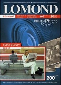 Фотобумага Lomond Super Glossy Bright A4 200 г/кв.м 20 листов (1101112) - фото