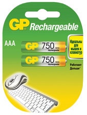 Аккумуляторы GP AAA 750mAh 2 шт. [75AAAHC] - фото