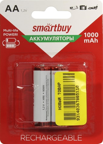 Аккумуляторы SmartBuy AA 1000mAh 2 шт. SBBR-2A02BL1000 - фото