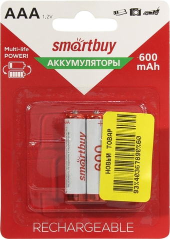 Аккумуляторы SmartBuy AAA 600mAh 2 шт. SBBR-3A02BL600 - фото