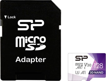 Карта памяти Silicon-Power Superior Pro microSDXC SP128GBSTXDU3V20AB 128GB + адаптер - фото