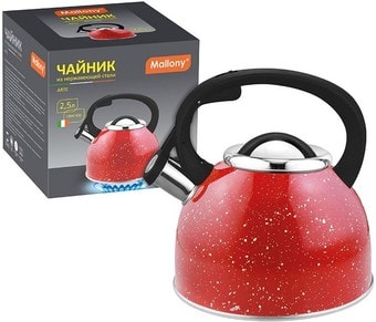 Чайник со свистком Mallony Arte (красный) - фото