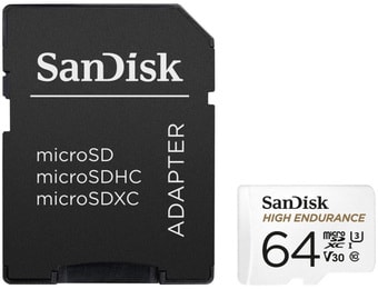 Карта памяти SanDisk High Endurance microSDXC SDSQQNR-064G-GN6IA 64GB (с адаптером) - фото