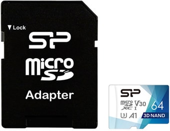 Карта памяти Silicon-Power Superior Pro microSDXC SP064GBSTXDU3V20AB 64GB (с адаптером) - фото