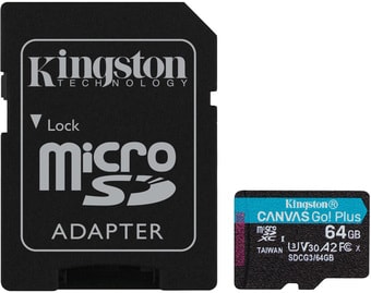 Карта памяти Kingston Canvas Go! Plus microSDXC 64GB (с адаптером) - фото