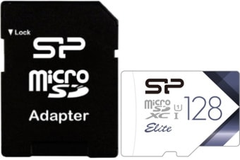 Карта памяти Silicon-Power Elite microSDXC SP128GBSTXBU1V21SP 128GB (с адаптером) - фото