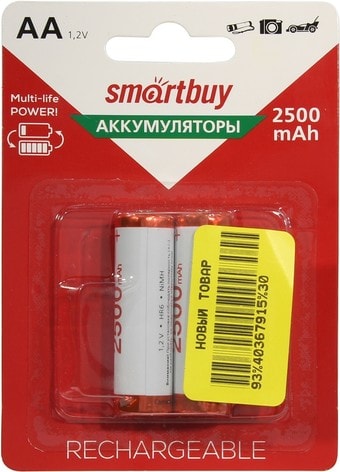 Аккумуляторы SmartBuy AA 2500mAh 2 шт. SBBR-2A02BL2500 - фото