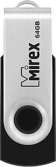 USB Flash Mirex Swivel Rubber 64GB (черный/серебристый) - фото