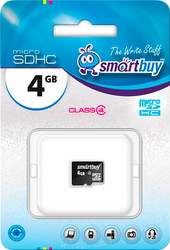 Карта памяти Smart Buy microSDHC (Class 4) 4 Гб (SB4GBSDCL4-00) - фото