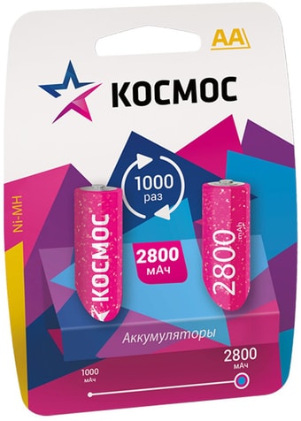 Аккумуляторы КОСМОС AA 2800mAh 2 шт - фото