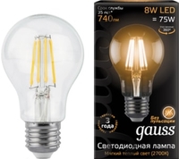 Светодиодная лампа Gauss Filament A60 E27 8 Вт 2700 К 102802108 - фото