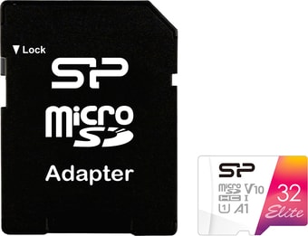 Карта памяти Silicon-Power Elite microSDHC SP032GBSTHBV1V20SP 32GB (с адаптером) - фото
