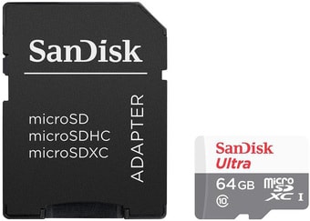 Карта памяти SanDisk Ultra SDSQUNR-064G-GN3MA microSDXC 64GB (с адаптером) - фото