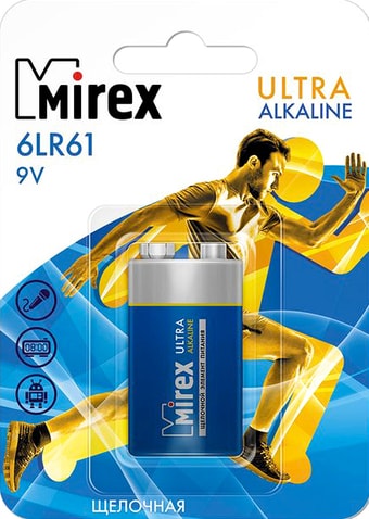 Батарейки Mirex Ultra Alkaline 9V 6LR6-E1 - фото