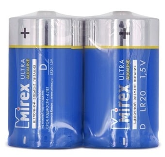 Батарейки Mirex LR20 D Алкалайн 2 шт 23702-LR20-S2 - фото