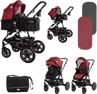 Универсальная коляска Lorelli Lora 2021 (2 в 1, luxe red elephants) - фото