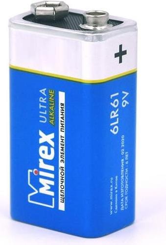 Батарейка Mirex 9V 6LR61 "Крона" Алкалайн в пленке 1 шт. 23702-6LR6-S1 - фото