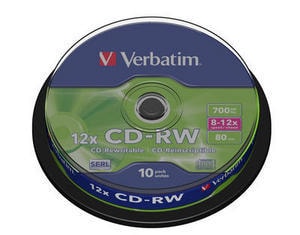 CD-RW диск Verbatim 700Mb 12х Verbatim DLP Silver 10 шт. CakeBox 043480, SERL - фото