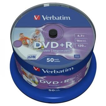 DVD-R диск Verbatim 4.7Gb 16x Verbatim Wide Inkjet Printable 50 шт. CakeBox 043512 - фото