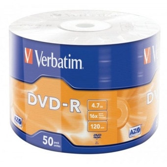 DVD-R диск Verbatim 4.7Gb 16x Verbatim DLP Matt Silver по 50 шт. в плёнке 043788 - фото