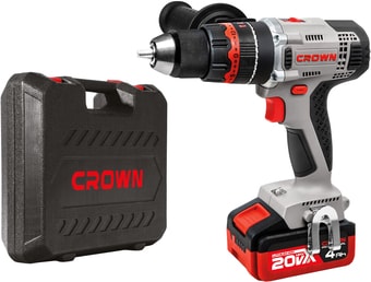 Ударная дрель-шуруповерт Crown CT21075HMX-4 BMC (с 2-мя АКБ, кейс) - фото