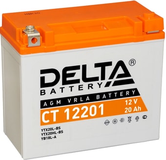 Мотоциклетный аккумулятор Delta CT 12201 (20 А·ч) - фото