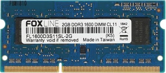 Оперативная память Foxline 8GB DDR3 SODIMM PC3-12800 FL1600D3S11L-8G - фото