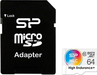 Карта памяти Silicon-Power High Endurance microSDXC SP064GBSTXIU3V10SP 64GB (с адаптером) - фото