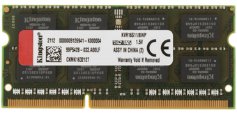 Оперативная память Kingston ValueRAM 8GB DDR3 SODIMM PC3-12800 KVR16S11/8WP - фото