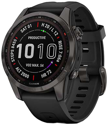 Умные часы Garmin Fenix 7S Sapphire Solar 42 мм (серый карбон/черный) - фото