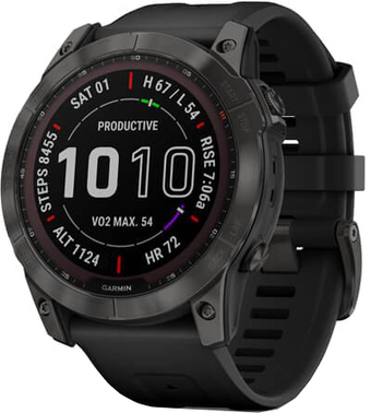 Умные часы Garmin Fenix 7X Sapphire Solar 51 мм (серый карбон/черный) - фото