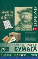 Самоклеящаяся бумага Lomond Самоклеящаяся A4 70 г/м2 50 листов 40 делений (2100195) - фото
