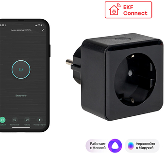 Умная розетка EKF Сonnect PRO Wi-Fi (черный) - фото