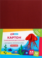 Картон для рисования ArtSpace цветной тонир. красный КТ1А4_37996 (10 л) - фото