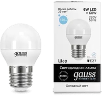 Светодиодная лампочка Gauss Elementary Globe 6W E27 6500K 53236 - фото
