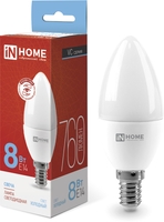 Светодиодная лампочка In Home LED-Свеча-VC 8Вт 230В Е14 6500К 760Лм 4690612024806 - фото