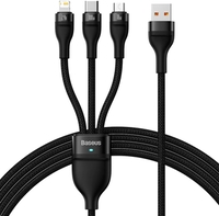 Кабель Baseus CASS030001 USB-A - USB-C, microUSB, Lightning (1.2 м, черный) - фото