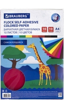 Набор цветной бумаги BRAUBERG Бархатная Самоклеющаяся 113502 (10 л) - фото