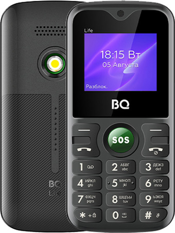 Кнопочный телефон BQ-Mobile BQ-1853 Life (черный/зеленый) - фото