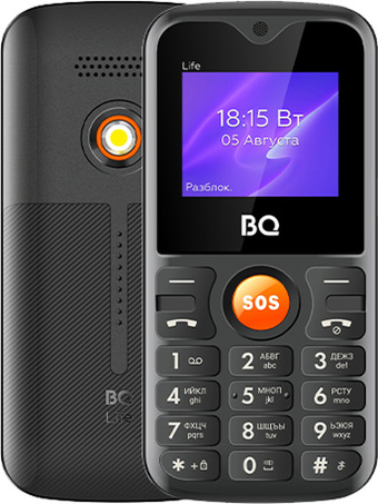 Кнопочный телефон BQ-Mobile BQ-1853 Life (черный/оранжевый) - фото