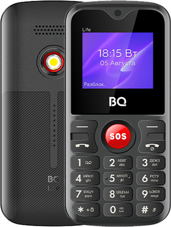 Кнопочный телефон BQ-Mobile BQ-1853 Life (черный/красный) - фото