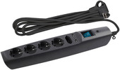 Сетевой фильтр ЭРА 5 розеток, 2 м, антрацит (SFU-5es-2m-B) - фото