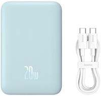 Внешний аккумулятор Baseus Magnetic Mini Wireless Fast Charge Power Bank 10000mAh 20W (голубой) - фото