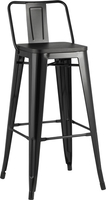 Стул Stool Group Tolix Wood со спинкой YD-H765E-W LG-01 (черный глянцевый/темное дерево) - фото
