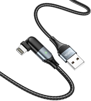 Кабель Hoco U100 USB Type-A - Lightning (1.2 м, черный) - фото