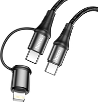 Кабель Hoco X50 Type-C - Type-C/Type-C - Lightning (1 м, черный) - фото