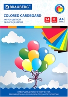 Набор цветного картона BRAUBERG Шарики 113558 (24 л, 8 цв) - фото