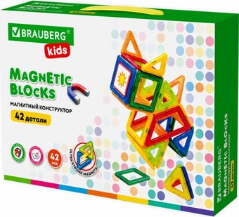 Конструктор BRAUBERG 663846 Kids Magnetic Big Blocks-42 - фото